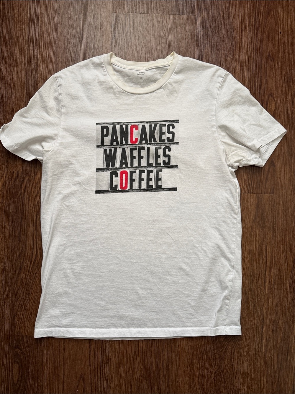 White Graphic 'Pancakes Waffles Coffee' T-Shirt